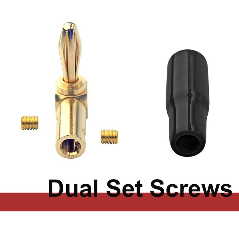 VCELINK Right Angle Banana Plugs 4 Pairs/8 Pack, 90 Degree 4mm 24K Gold Plated Dual Screw Type Speaker Connector for Speaker Wire, Red and Black - Image 5